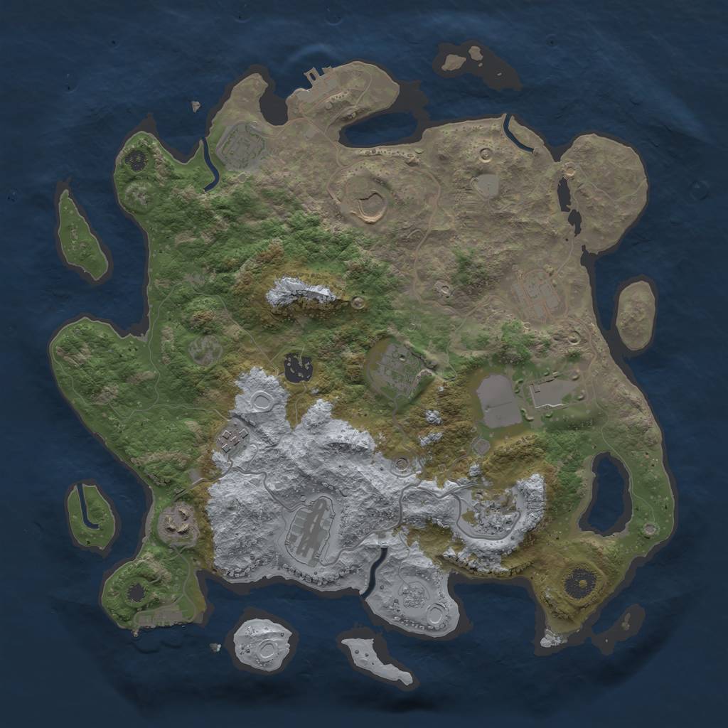 Rust Map: Procedural Map, Size: 3600, Seed: 1582684, 17 Monuments