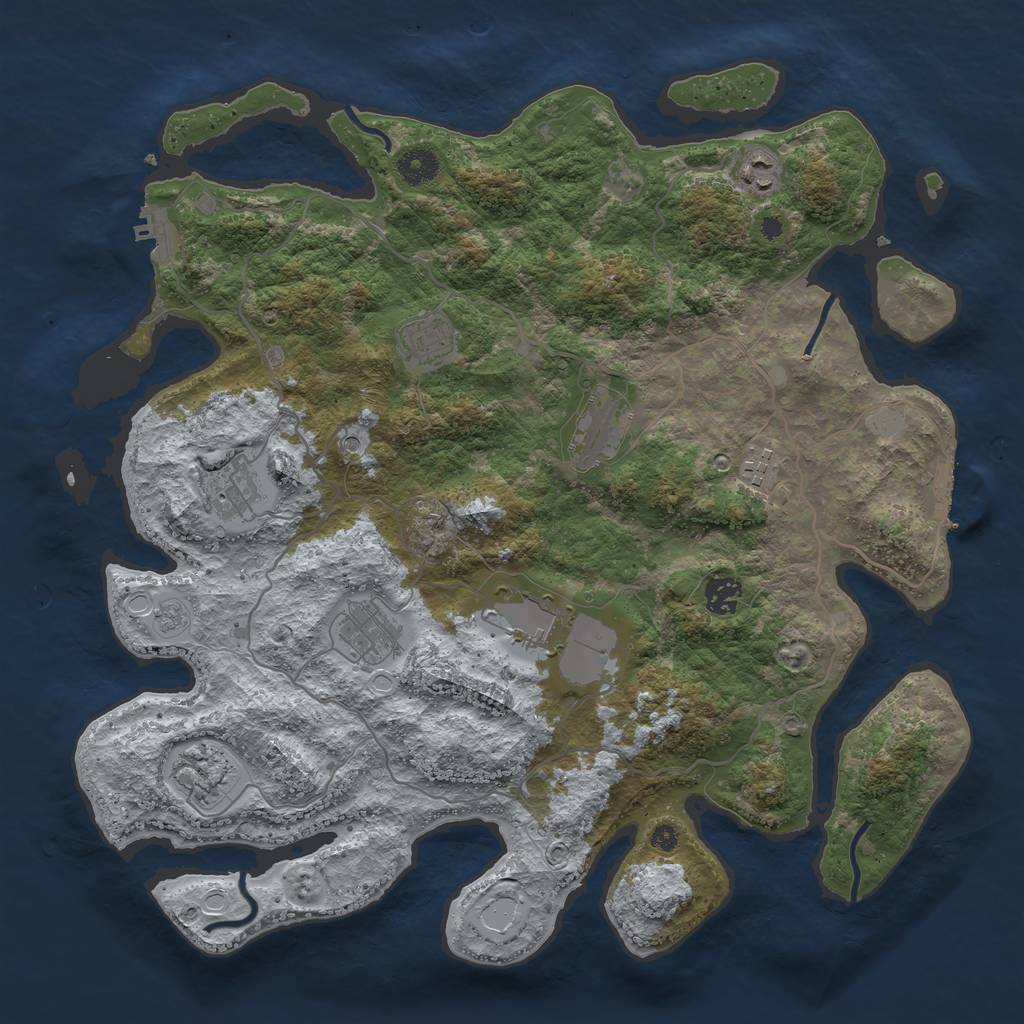 Rust Map: Procedural Map, Size: 4000, Seed: 1980228237, 16 Monuments