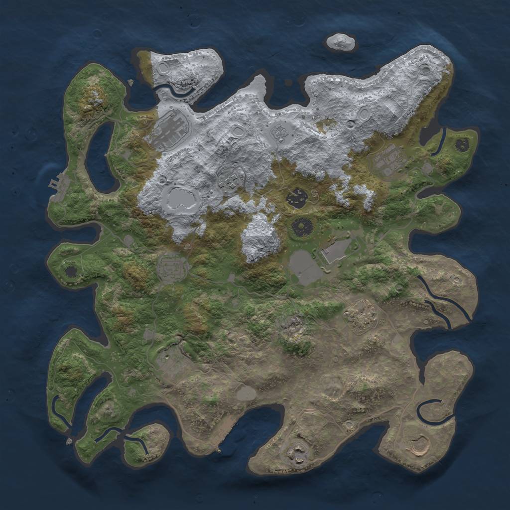 Rust Map: Procedural Map, Size: 3800, Seed: 1875422, 16 Monuments