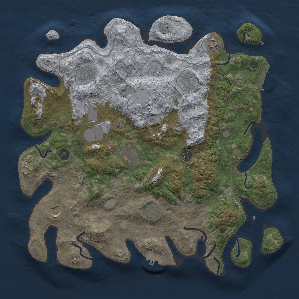 Rust Map: Procedural Map, Size: 4000, Seed: 50100, 16 Monuments