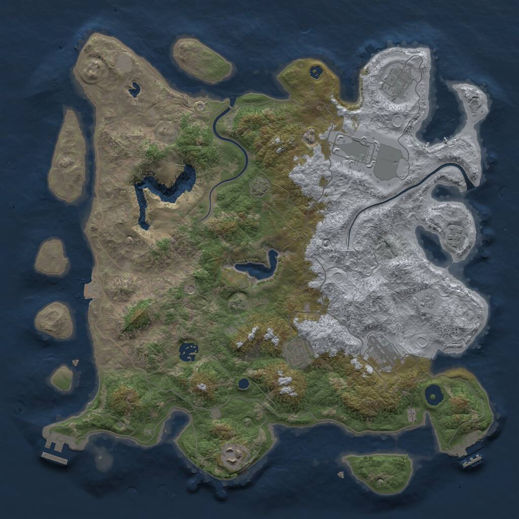 Rust Map: Procedural Map, Size: 4000, Seed: 1364390296, 13 Monuments