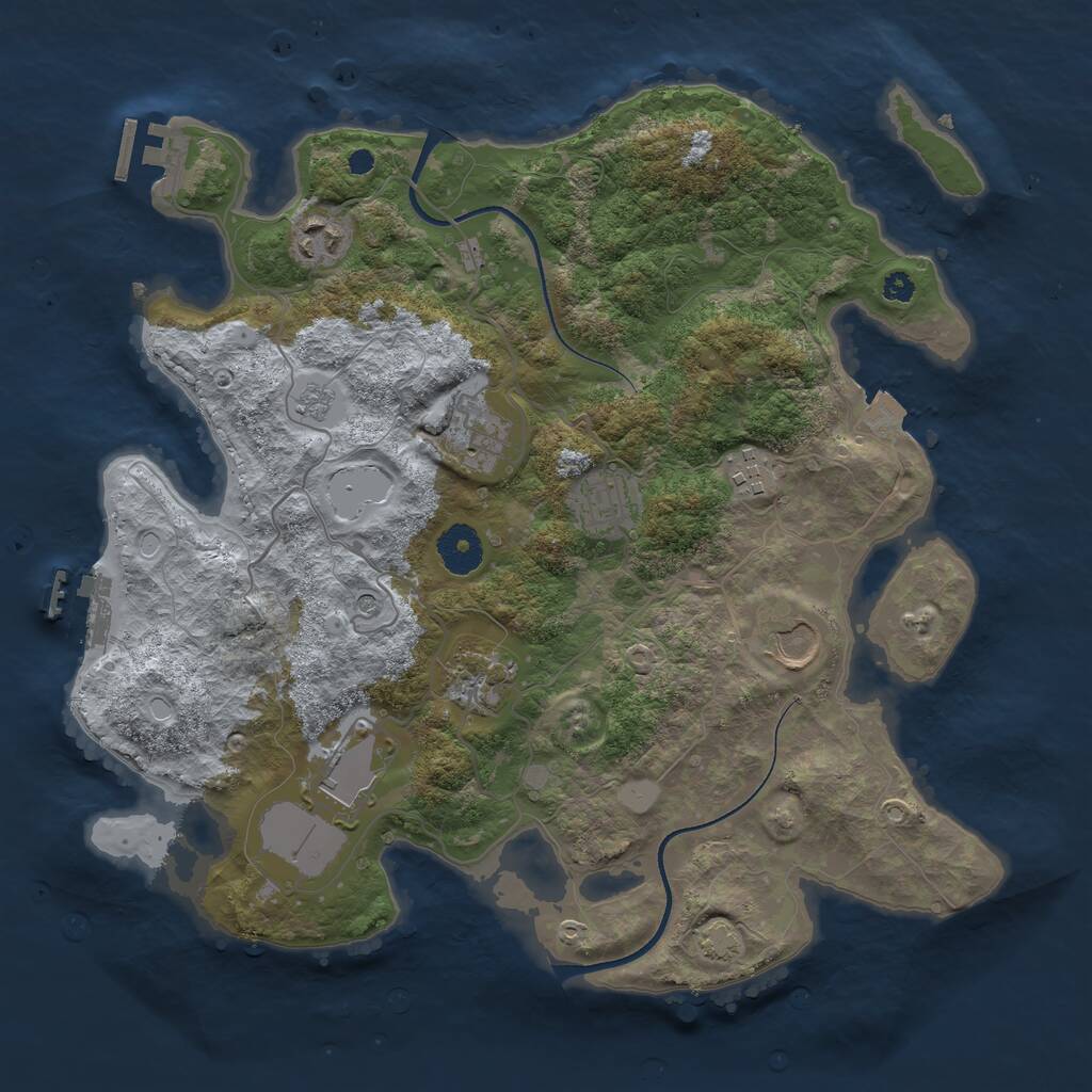 Rust Map: Procedural Map, Size: 3500, Seed: 143772063, 13 Monuments