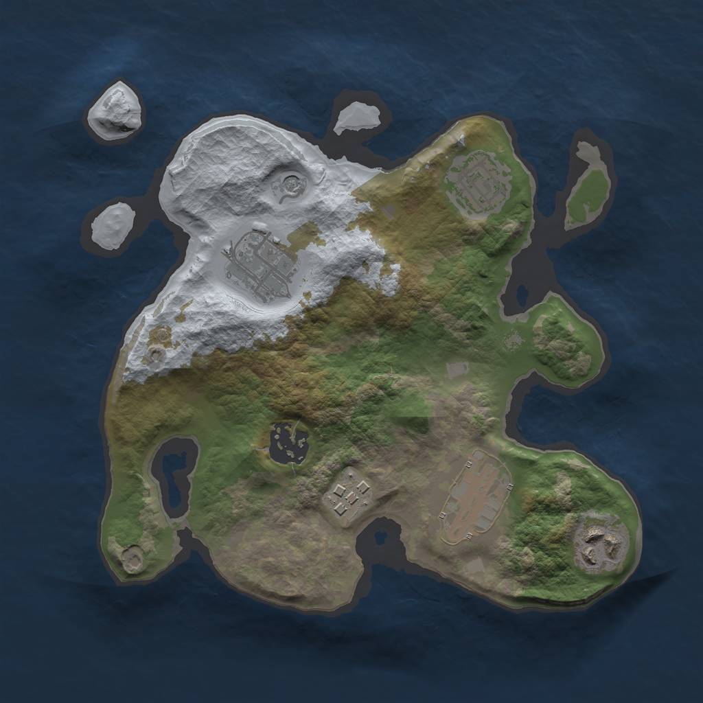 Rust Map: Barren, Size: 2500, Seed: 2017, 9 Monuments