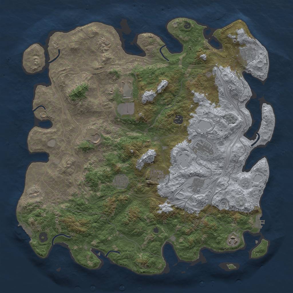 Rust Map: Procedural Map, Size: 4500, Seed: 532750429, 18 Monuments