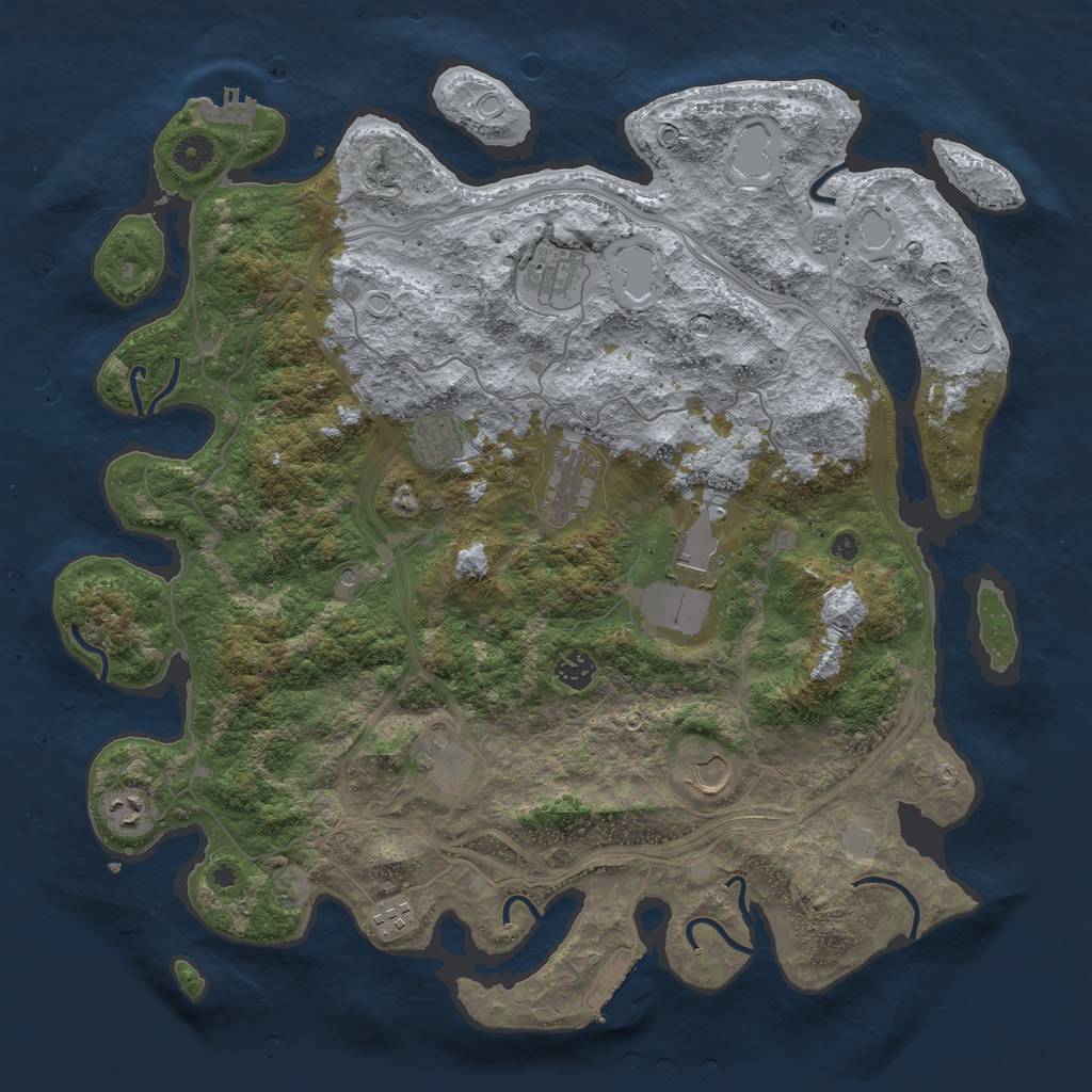 Rust Map: Procedural Map, Size: 4300, Seed: 12032023, 16 Monuments