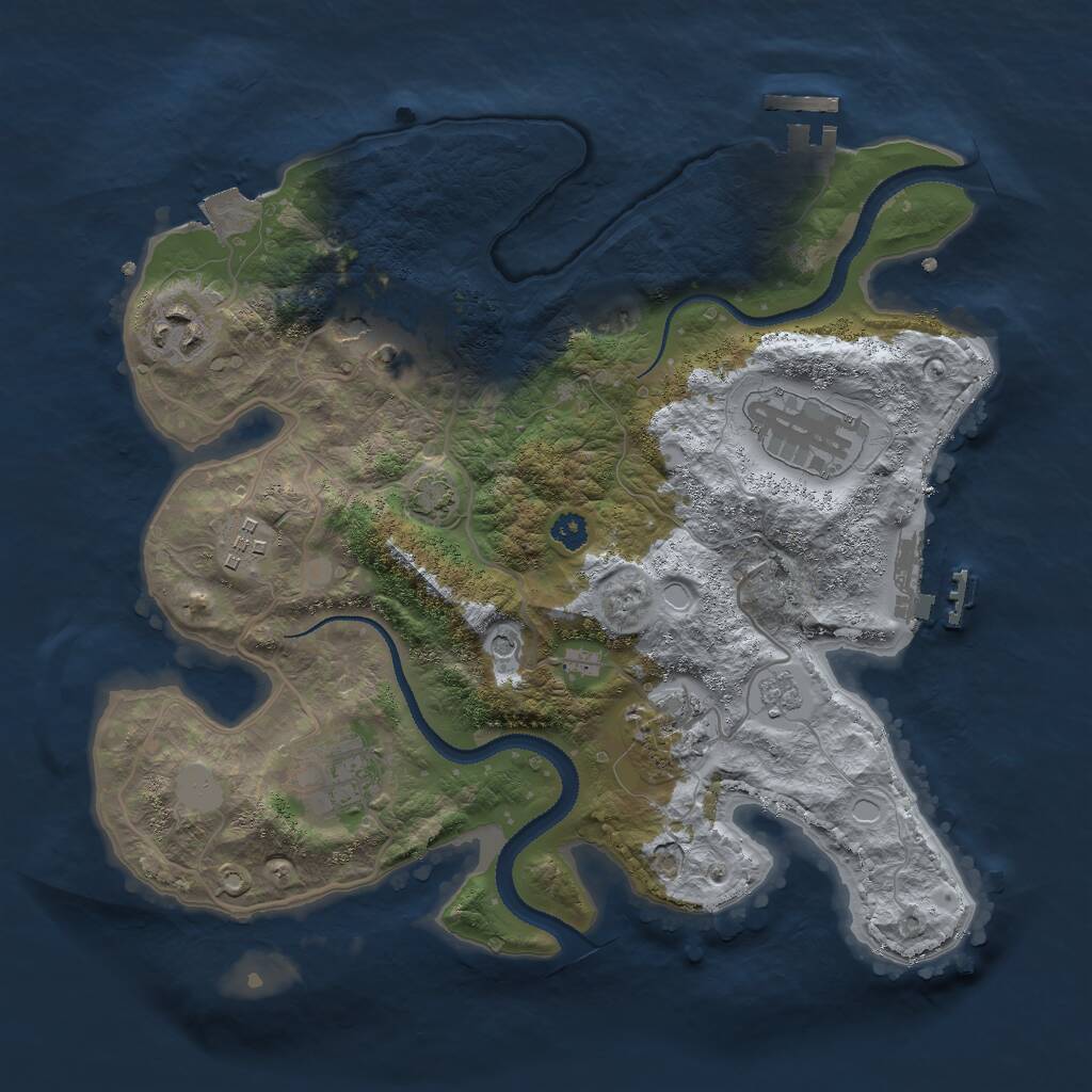 Rust Map: Procedural Map, Size: 3000, Seed: 648249, 12 Monuments