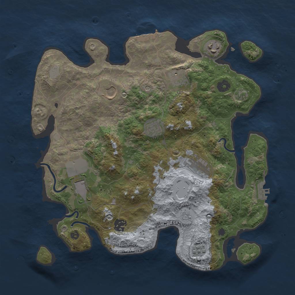 Rust Map: Procedural Map, Size: 3500, Seed: 770347291, 15 Monuments