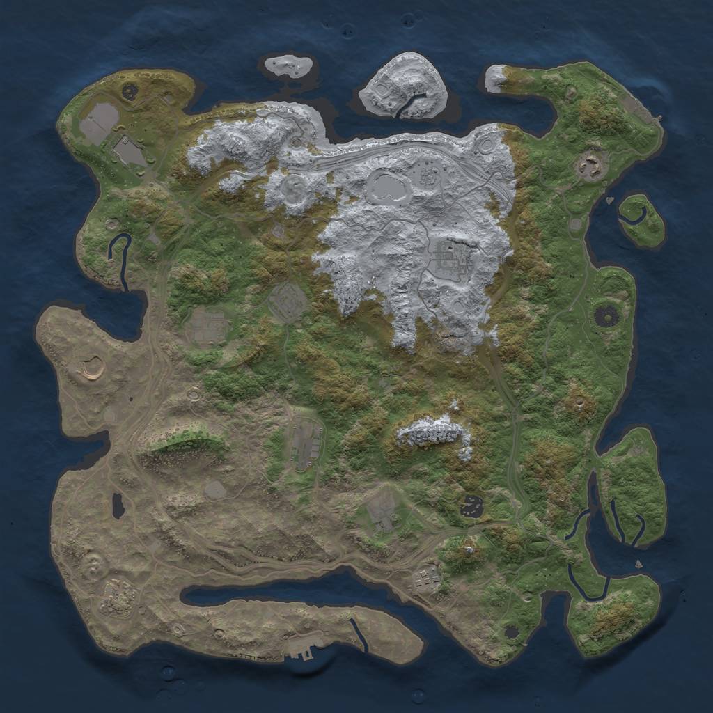 Rust Map: Procedural Map, Size: 4500, Seed: 239302449, 18 Monuments