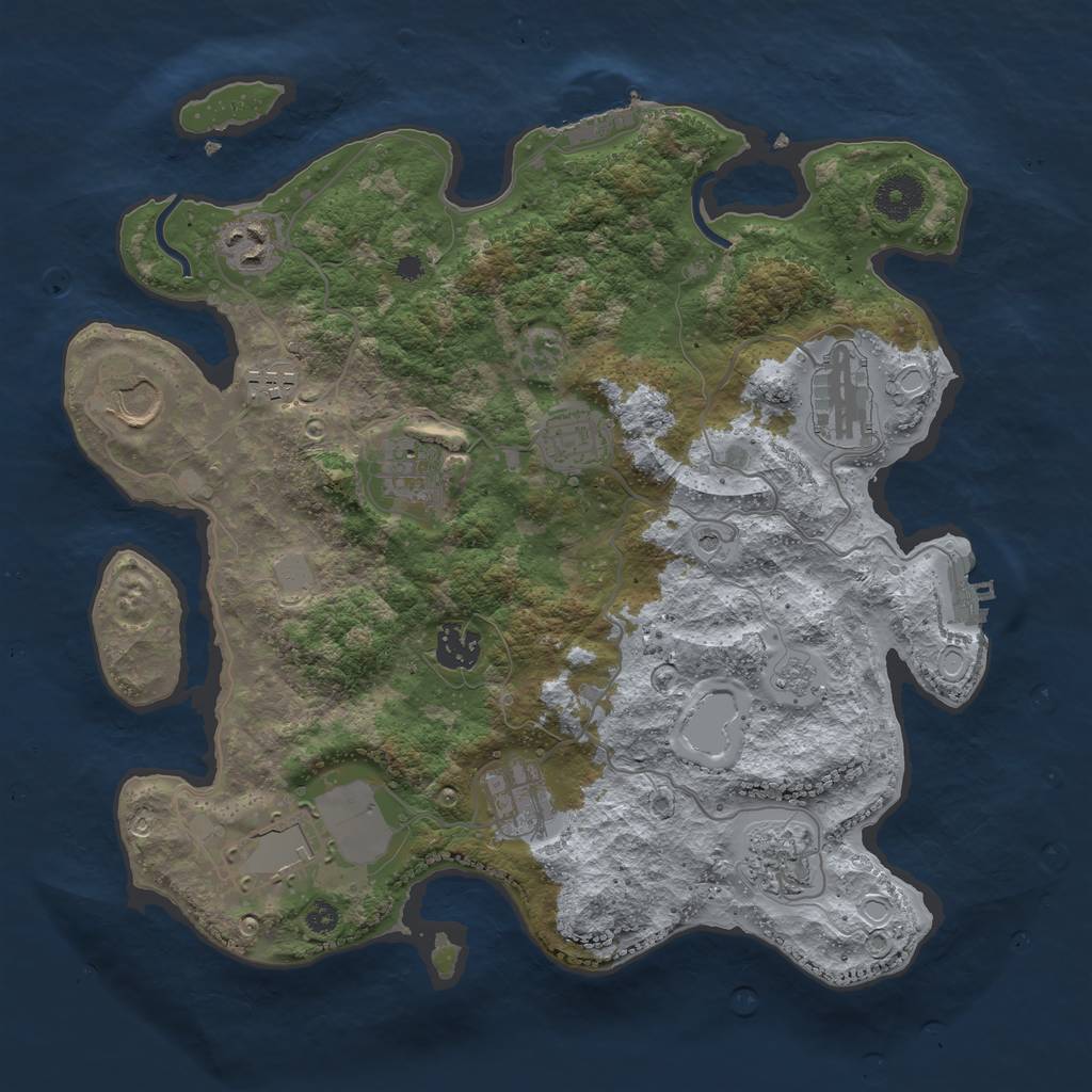 Rust Map: Procedural Map, Size: 3500, Seed: 40992625, 17 Monuments