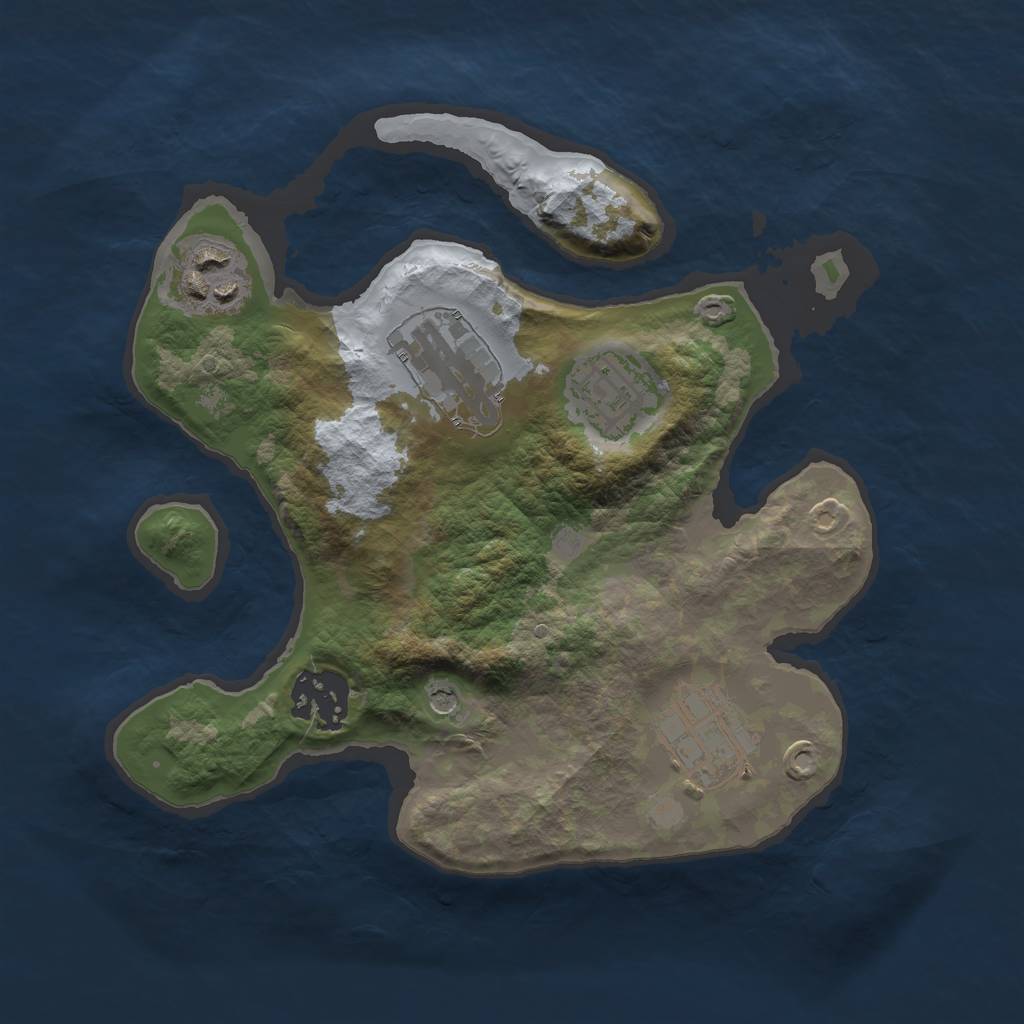 Rust Map: Barren, Size: 2500, Seed: 288166874, 8 Monuments