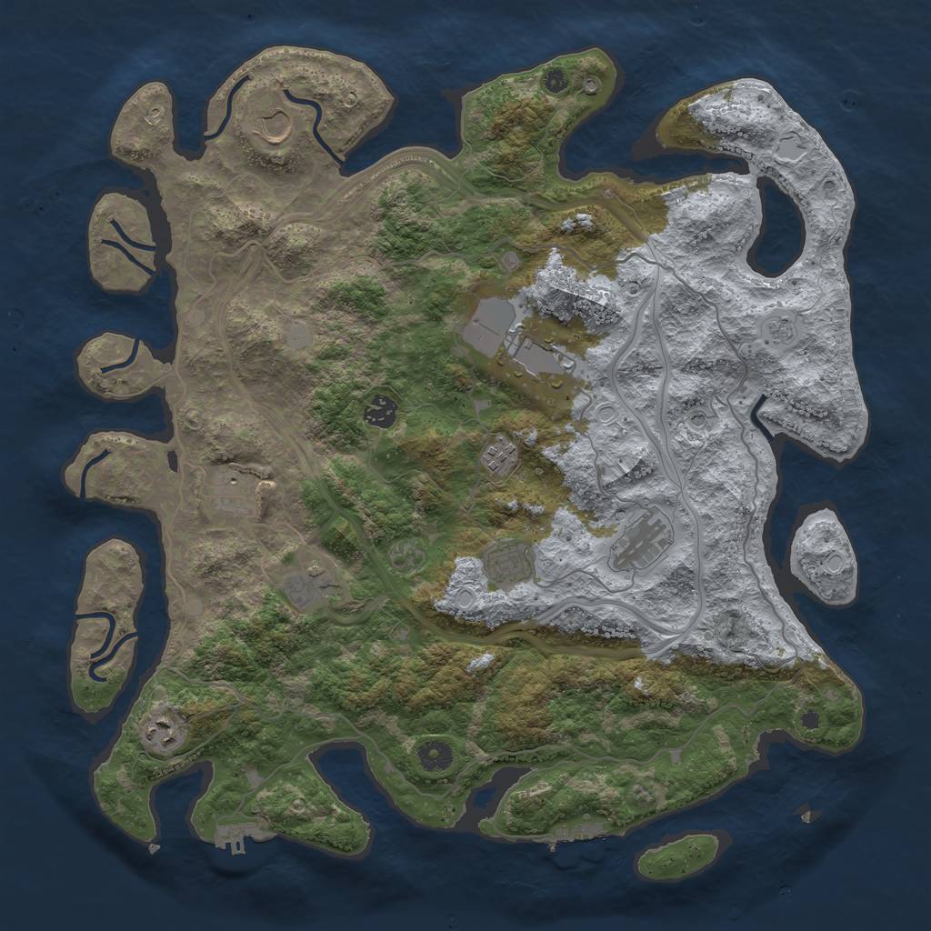Rust Map: Procedural Map, Size: 4250, Seed: 1937376743, 16 Monuments