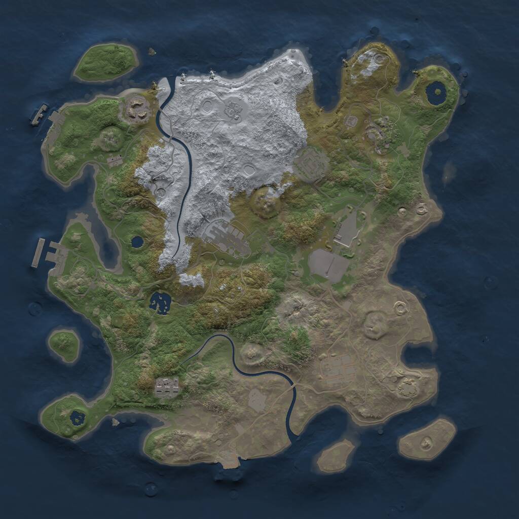 Rust Map: Procedural Map, Size: 3500, Seed: 288166874, 14 Monuments