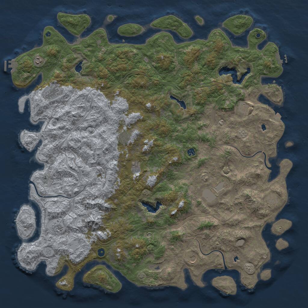 Rust Map: Procedural Map, Size: 6000, Seed: 1661393304, 17 Monuments