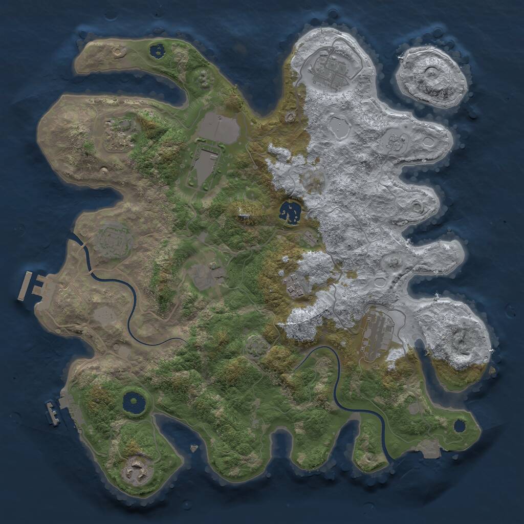 Rust Map: Procedural Map, Size: 3500, Seed: 1631167283, 14 Monuments