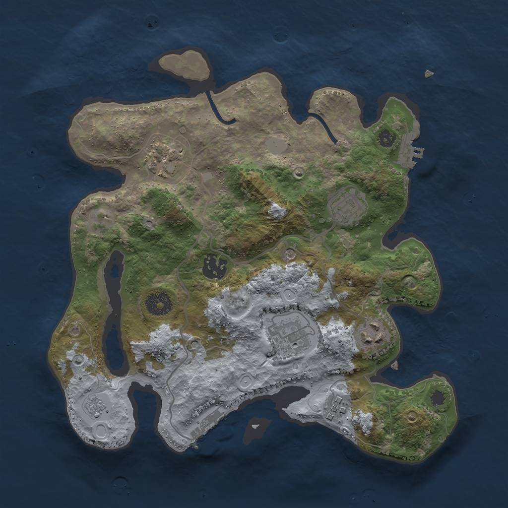 Rust Map: Procedural Map, Size: 3000, Seed: 1980063437, 13 Monuments
