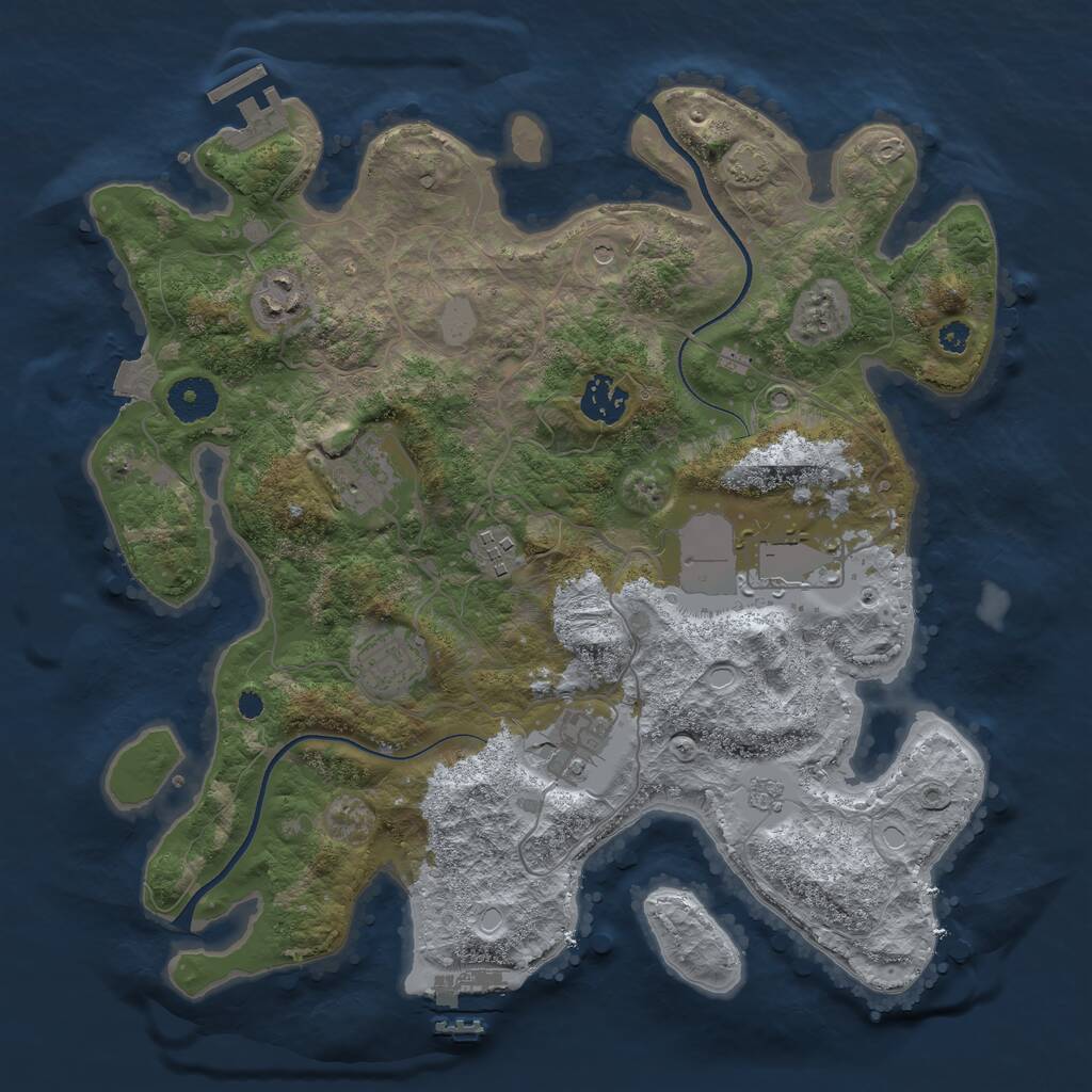 Rust Map: Procedural Map, Size: 3500, Seed: 317746230, 13 Monuments