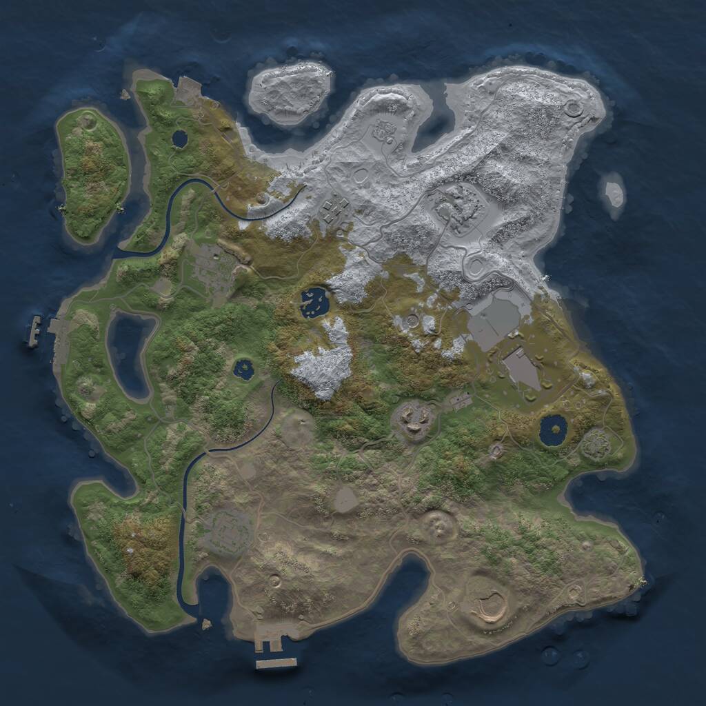 Rust Map: Procedural Map, Size: 3500, Seed: 852428349, 14 Monuments