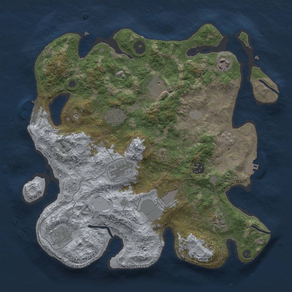 Rust Map: Procedural Map, Size: 3500, Seed: 1932072940, 16 Monuments