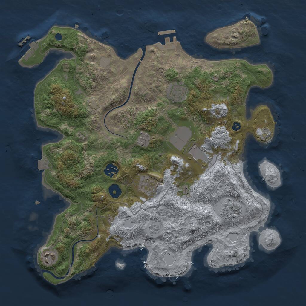 Rust Map: Procedural Map, Size: 3500, Seed: 1333980164, 13 Monuments