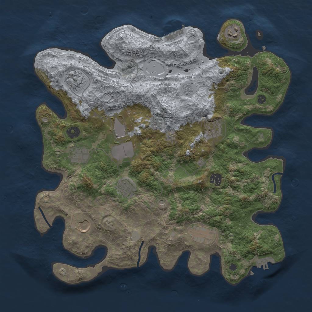 Rust Map: Procedural Map, Size: 3700, Seed: 3542, 17 Monuments