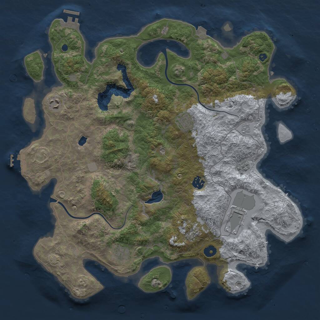 Rust Map: Procedural Map, Size: 4000, Seed: 1059412996, 13 Monuments