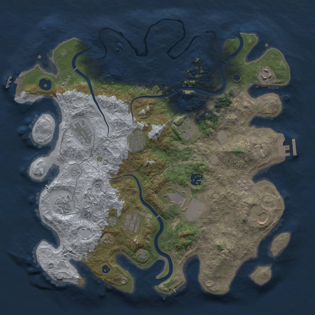 Rust Map: Procedural Map, Size: 3850, Seed: 92635882, 16 Monuments
