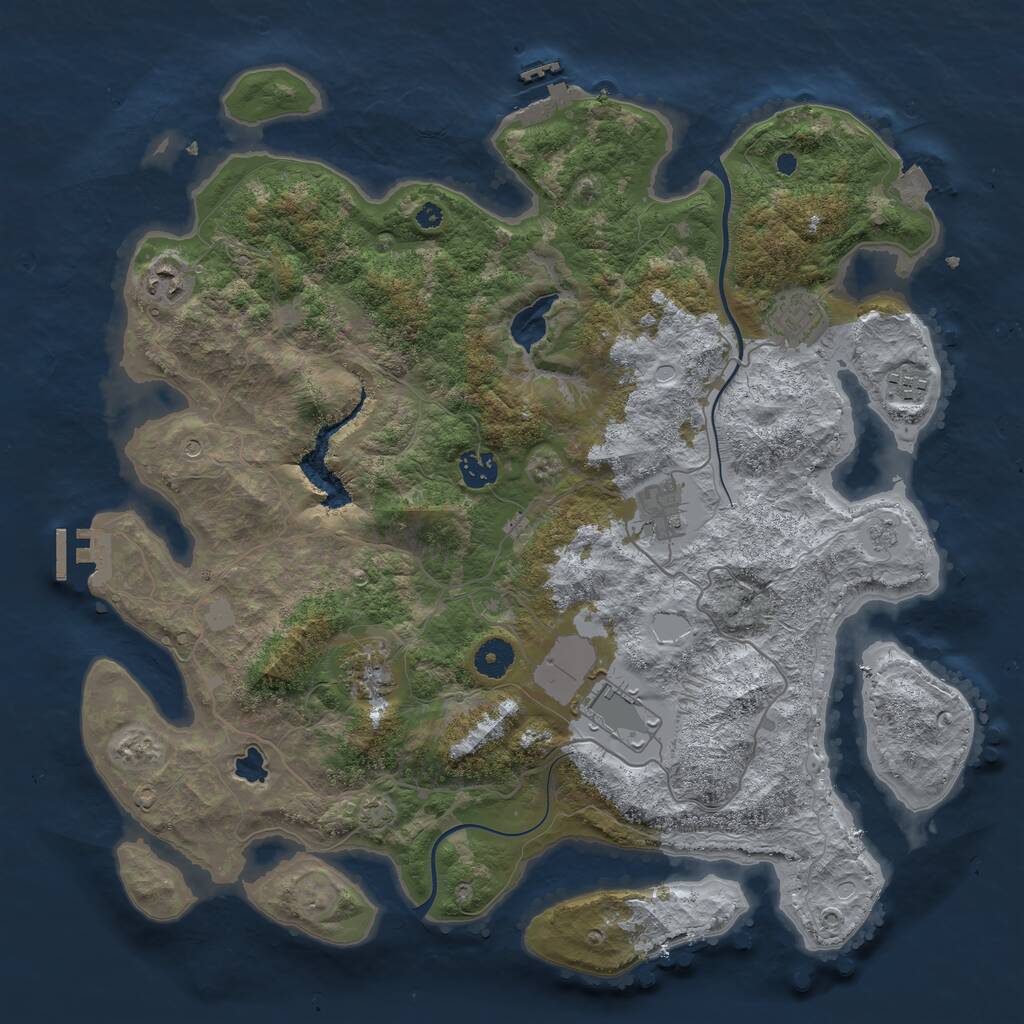 Rust Map: Procedural Map, Size: 4000, Seed: 1868044354, 13 Monuments