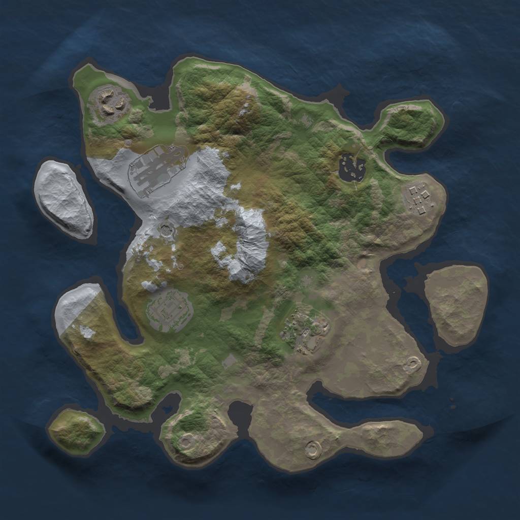 Rust Map: Barren, Size: 2700, Seed: 1234567, 9 Monuments