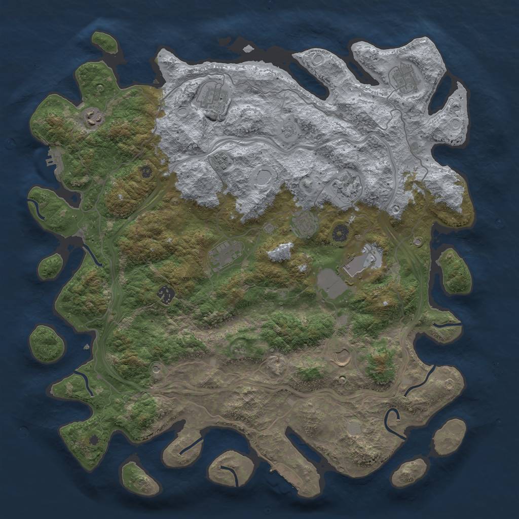 Rust Map: Procedural Map, Size: 4500, Seed: 1293072584, 17 Monuments