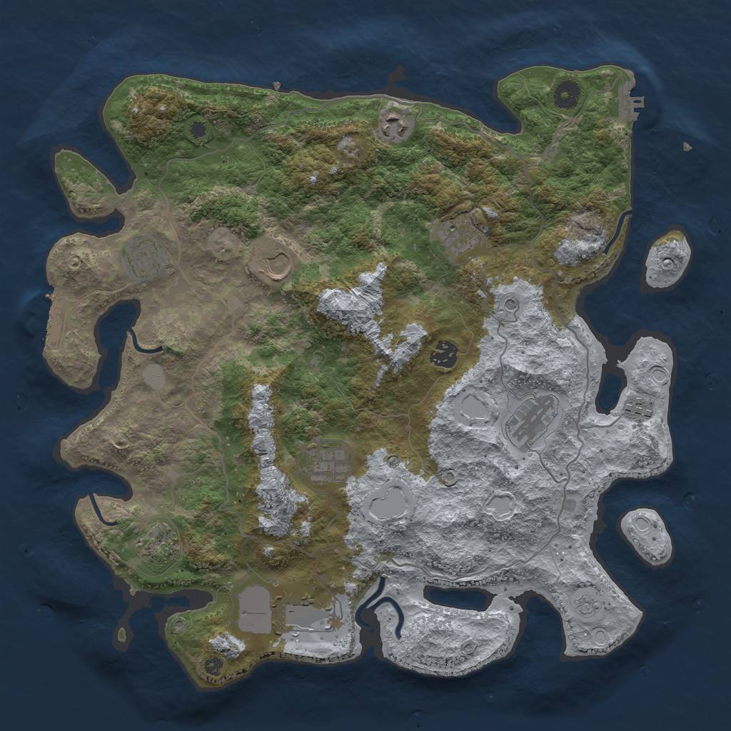 Rust Map: Procedural Map, Size: 4000, Seed: 1821106206, 17 Monuments