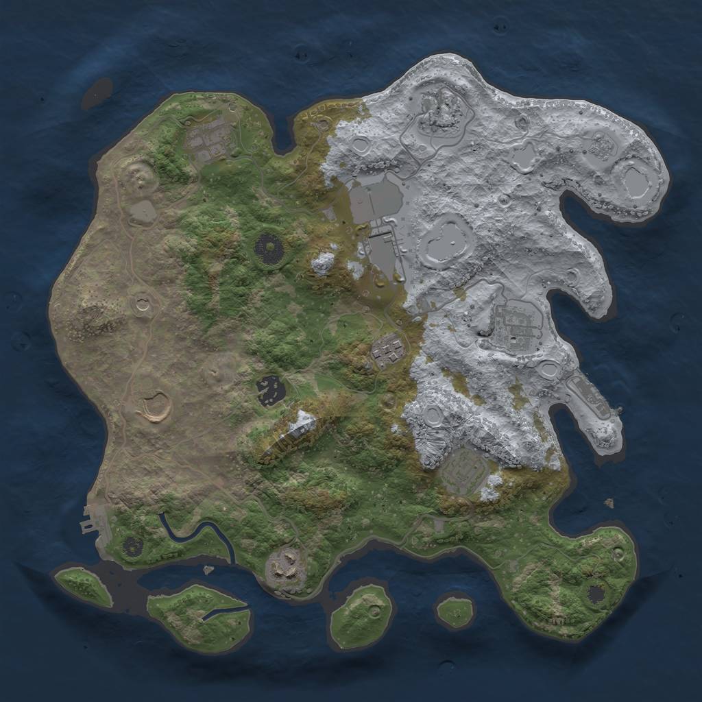 Rust Map: Procedural Map, Size: 3500, Seed: 24652475, 16 Monuments