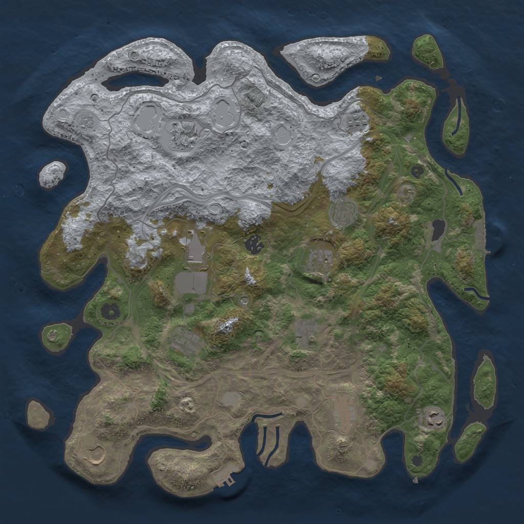 Rust Map: Procedural Map, Size: 4250, Seed: 1931044412, 18 Monuments
