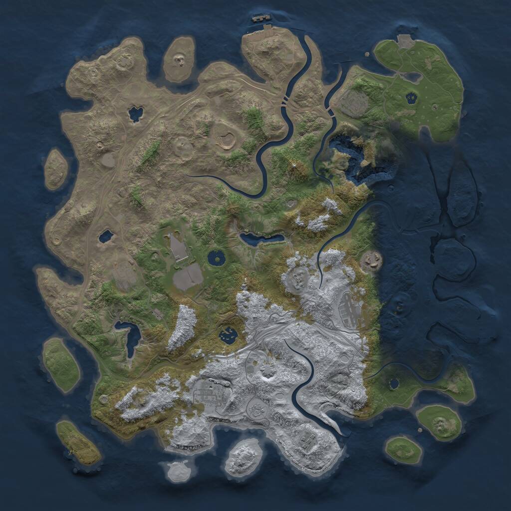 Rust Map: Procedural Map, Size: 4500, Seed: 510254539, 15 Monuments
