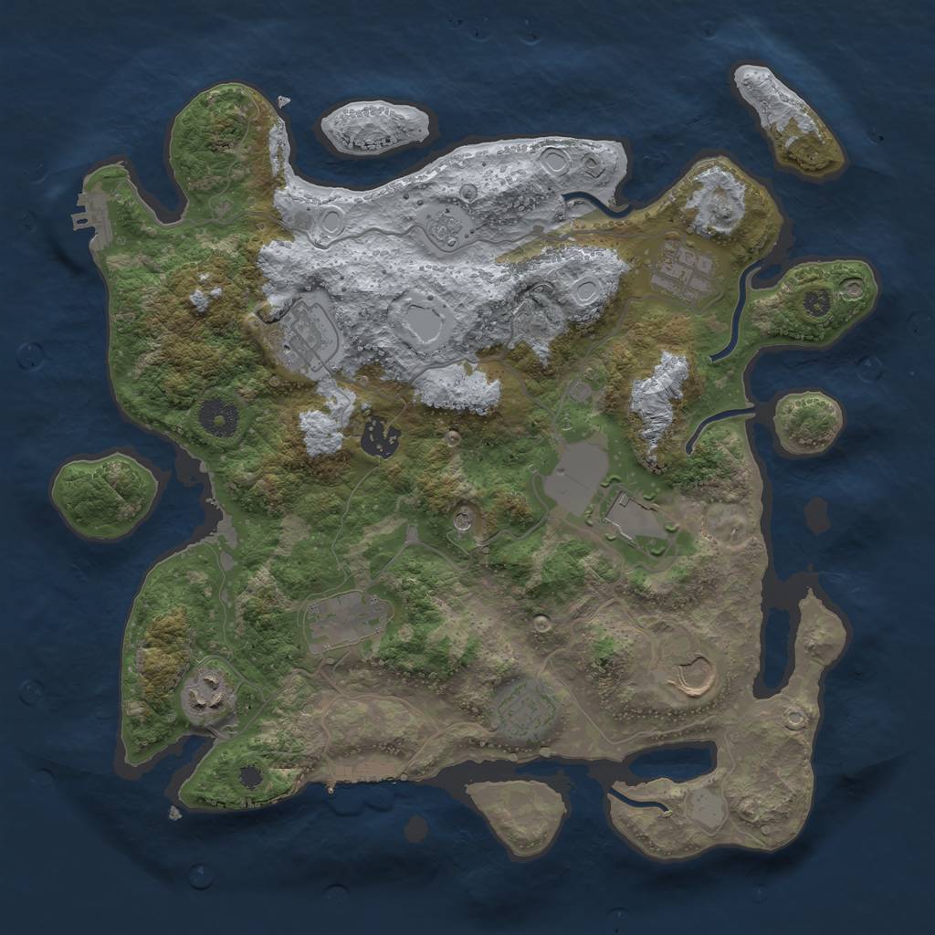 Rust Map: Procedural Map, Size: 3500, Seed: 793302484, 15 Monuments