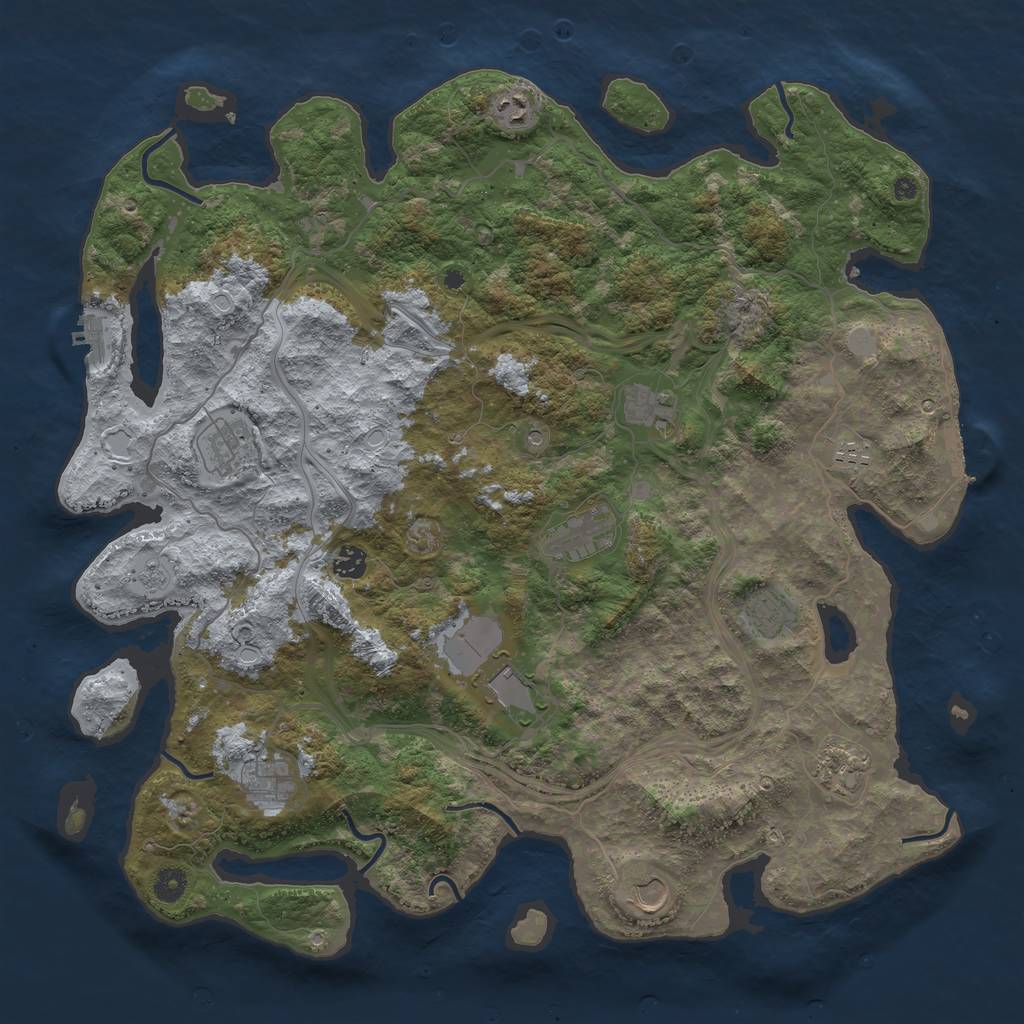 Rust Map: Procedural Map, Size: 4500, Seed: 1186232639, 18 Monuments