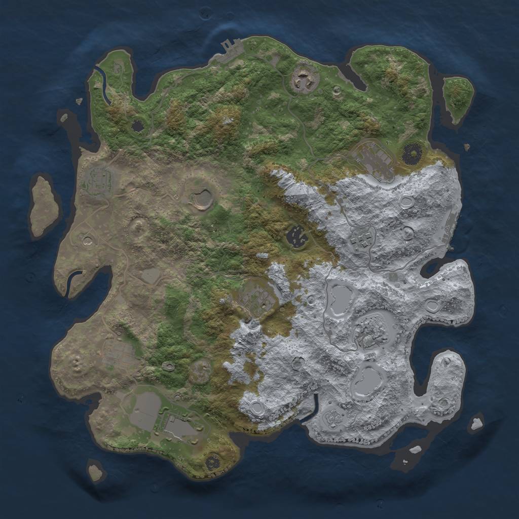 Rust Map: Procedural Map, Size: 3696, Seed: 1435480242, 17 Monuments
