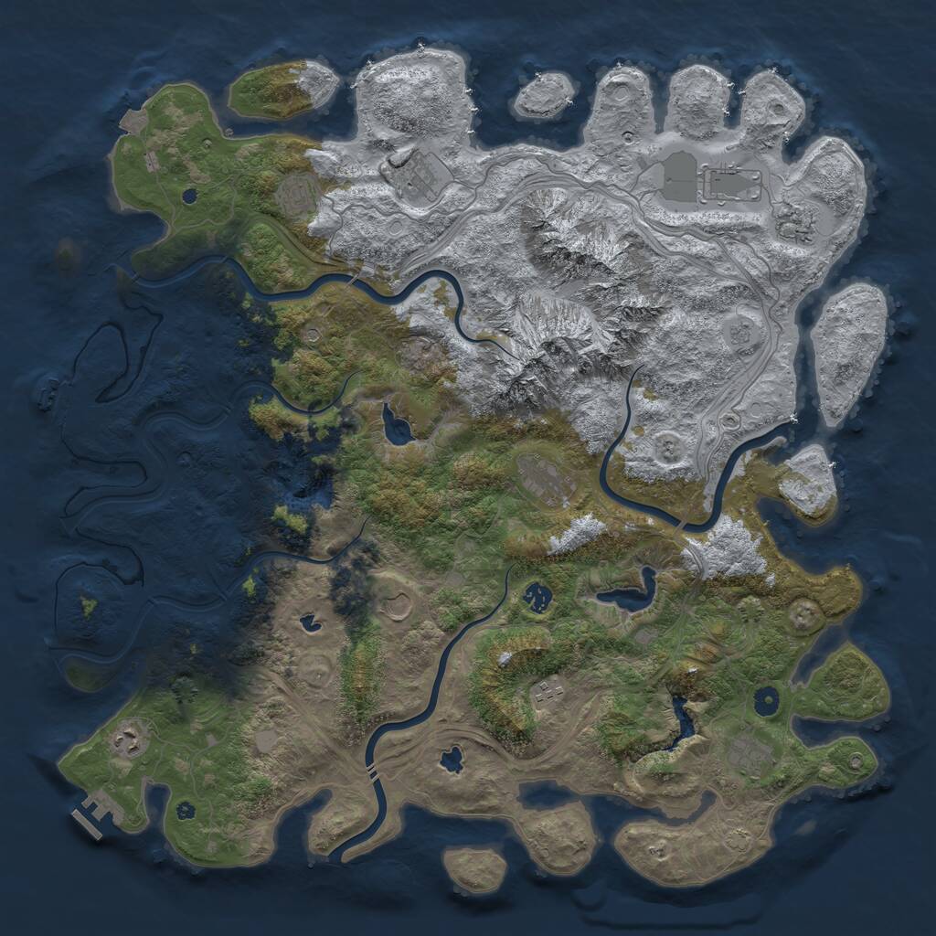 Rust Map: Procedural Map, Size: 5000, Seed: 694163943, 16 Monuments