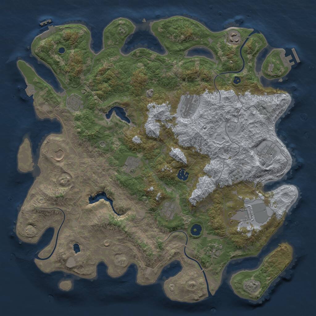 Rust Map: Procedural Map, Size: 4200, Seed: 1225966362, 17 Monuments
