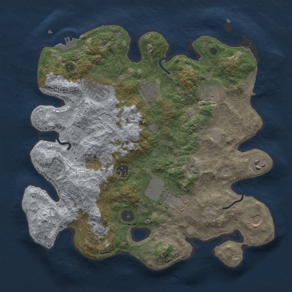 Rust Map: Procedural Map, Size: 3500, Seed: 1035773986, 16 Monuments