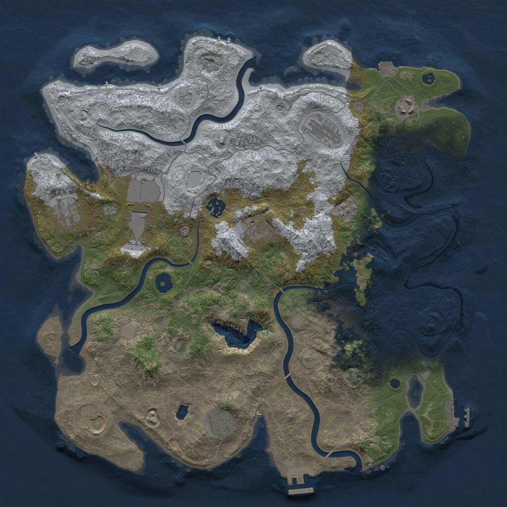 Rust Map: Procedural Map, Size: 4100, Seed: 814361444, 17 Monuments