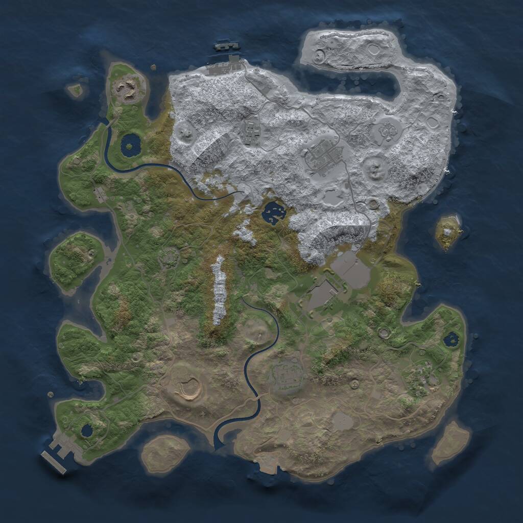 Rust Map: Procedural Map, Size: 3511, Seed: 13825, 13 Monuments