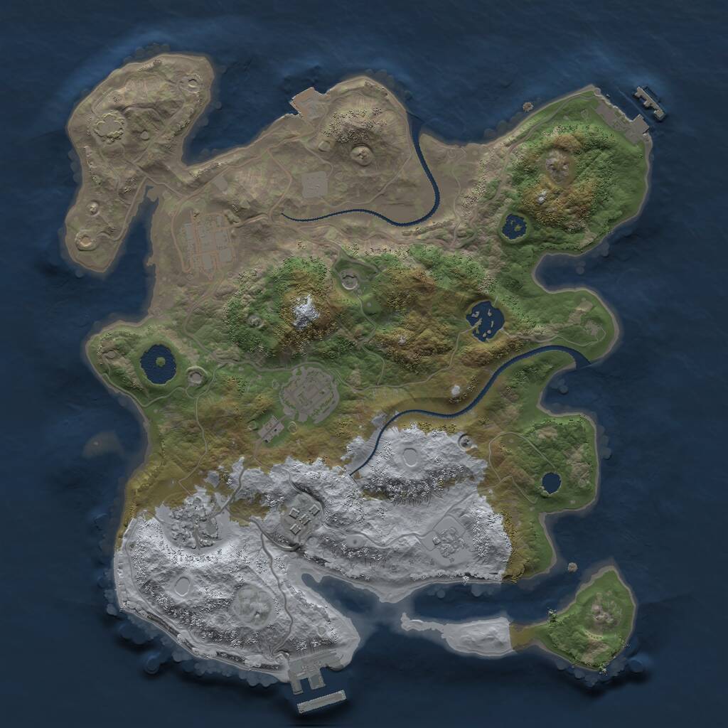 Rust Map: Procedural Map, Size: 3000, Seed: 14162, 11 Monuments