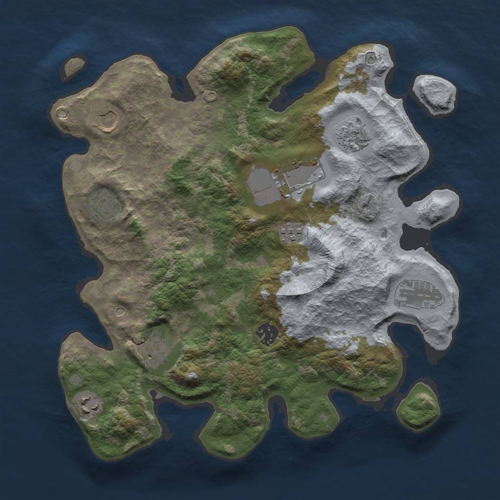 Rust Map: Barren, Size: 3500, Seed: 991721, 12 Monuments