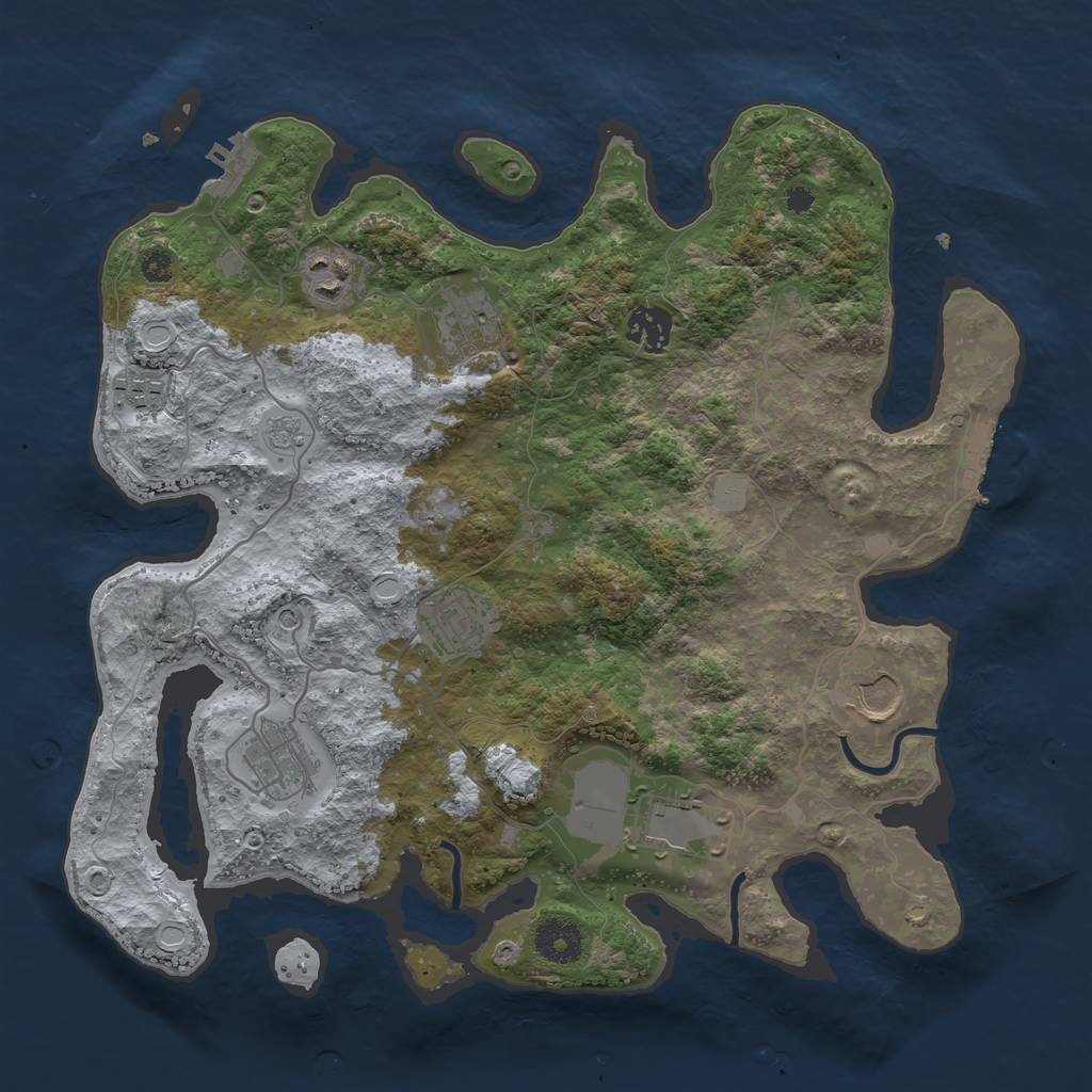 Rust Map: Procedural Map, Size: 3500, Seed: 122280, 15 Monuments