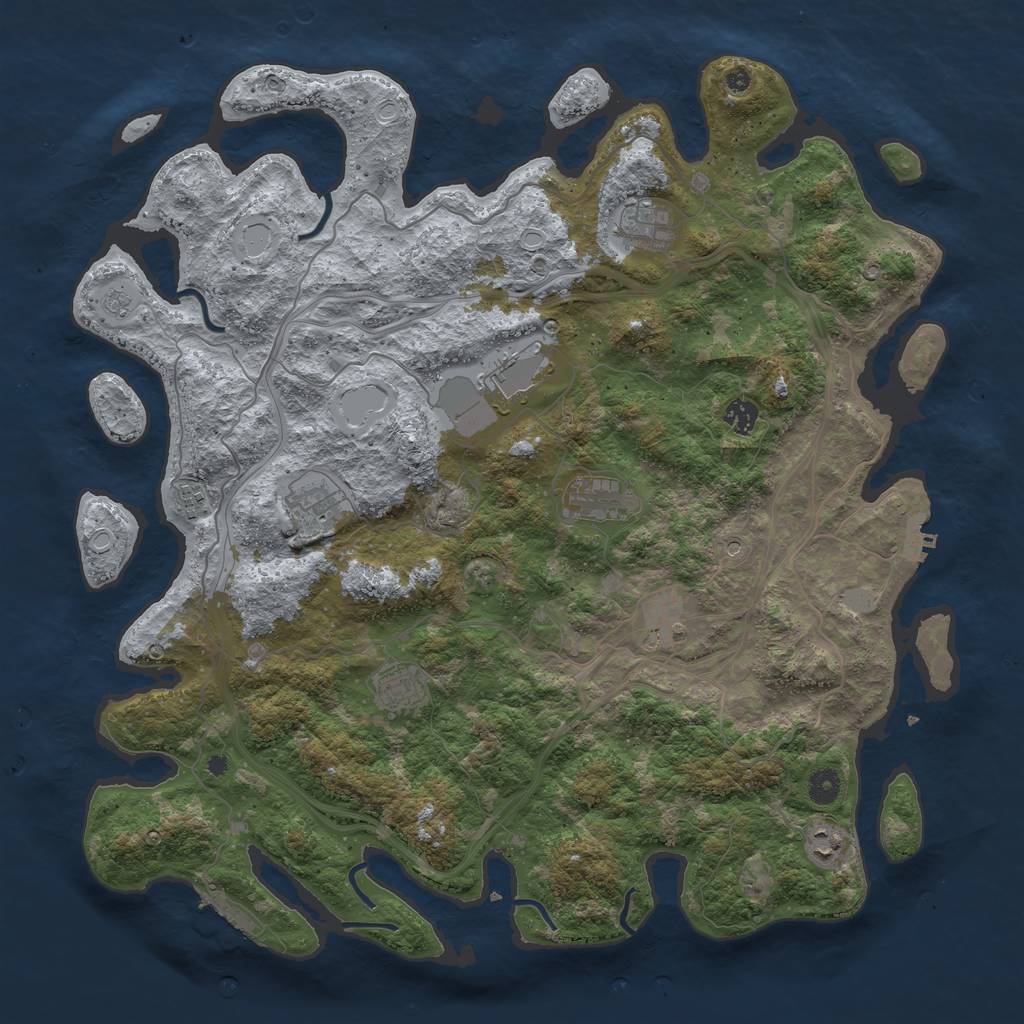 Rust Map: Procedural Map, Size: 4500, Seed: 3862081, 16 Monuments