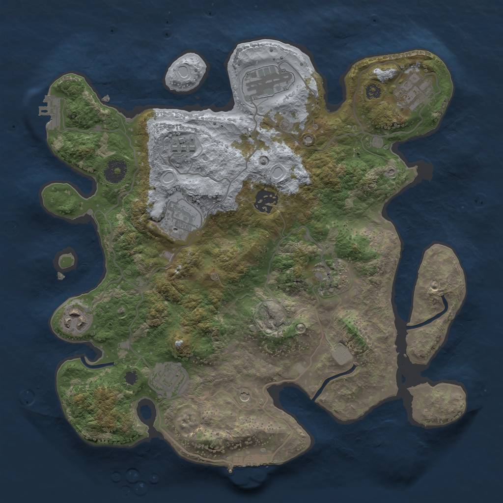 Rust Map: Procedural Map, Size: 3250, Seed: 1463692895, 14 Monuments
