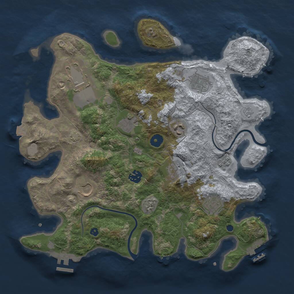 Rust Map: Procedural Map, Size: 3500, Seed: 984890079, 14 Monuments