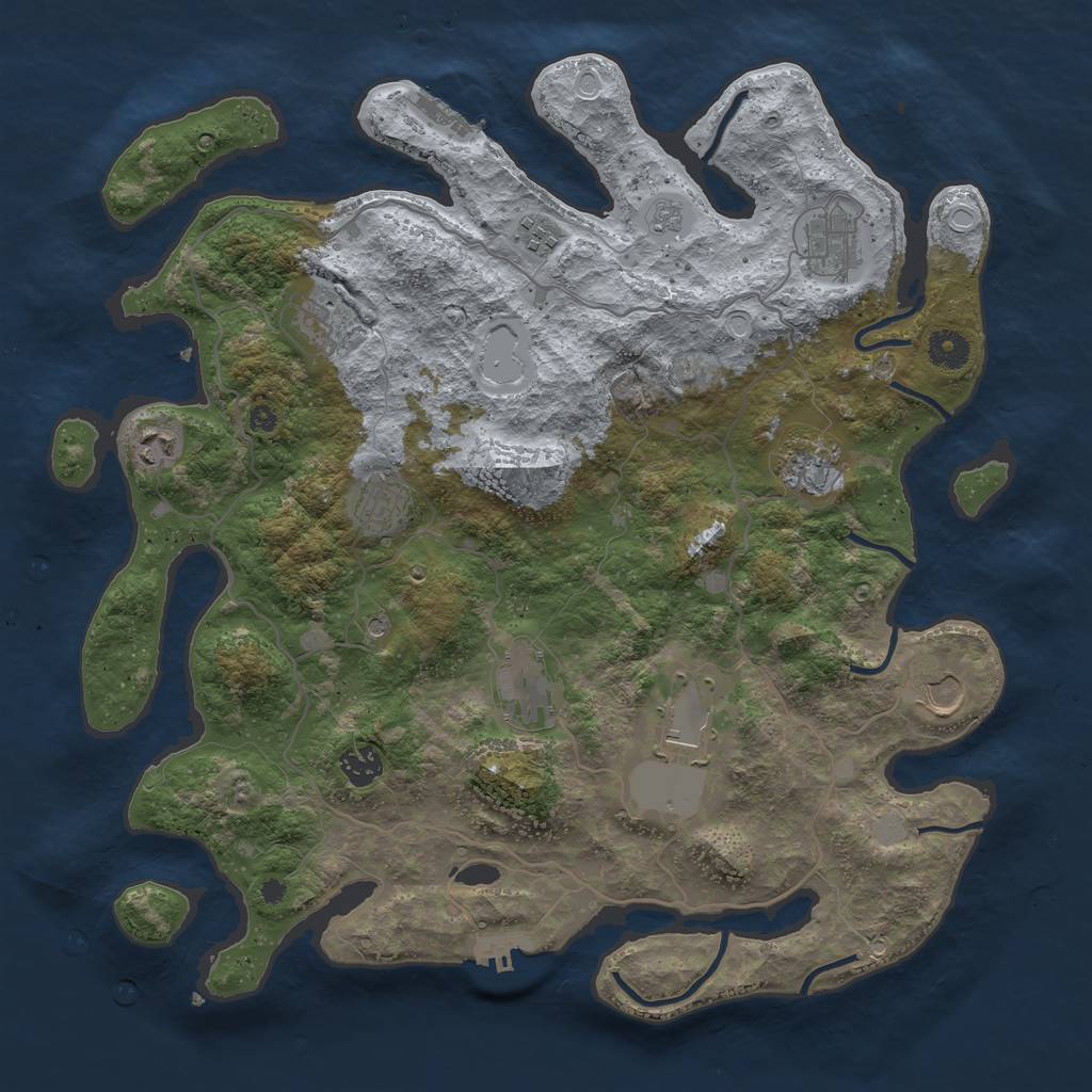 Rust Map: Procedural Map, Size: 4000, Seed: 783129, 17 Monuments