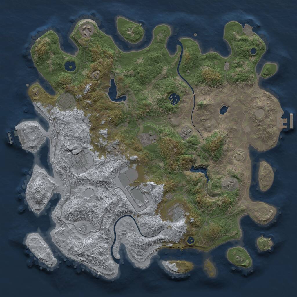 Rust Map: Procedural Map, Size: 4000, Seed: 1973783671, 14 Monuments