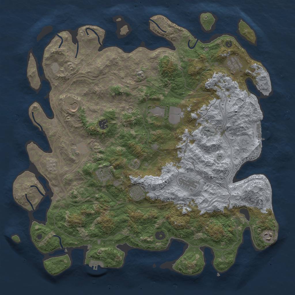 Rust Map: Procedural Map, Size: 4500, Seed: 952037428, 17 Monuments